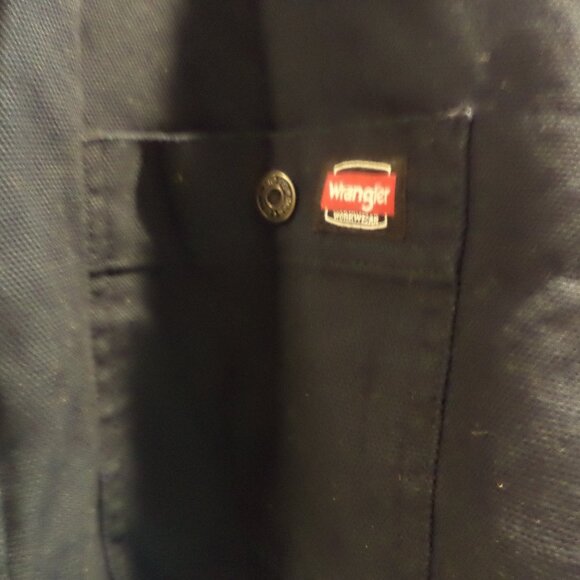 Men's WRANGLER Navy Workwear Snap Front Jacket with Grey Hood - Size: XL - Picture 6 of 9